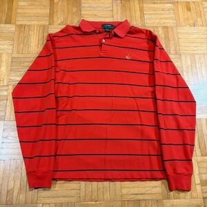Lauren Ralph Lauren Crest Striped Long Sleeve Polo